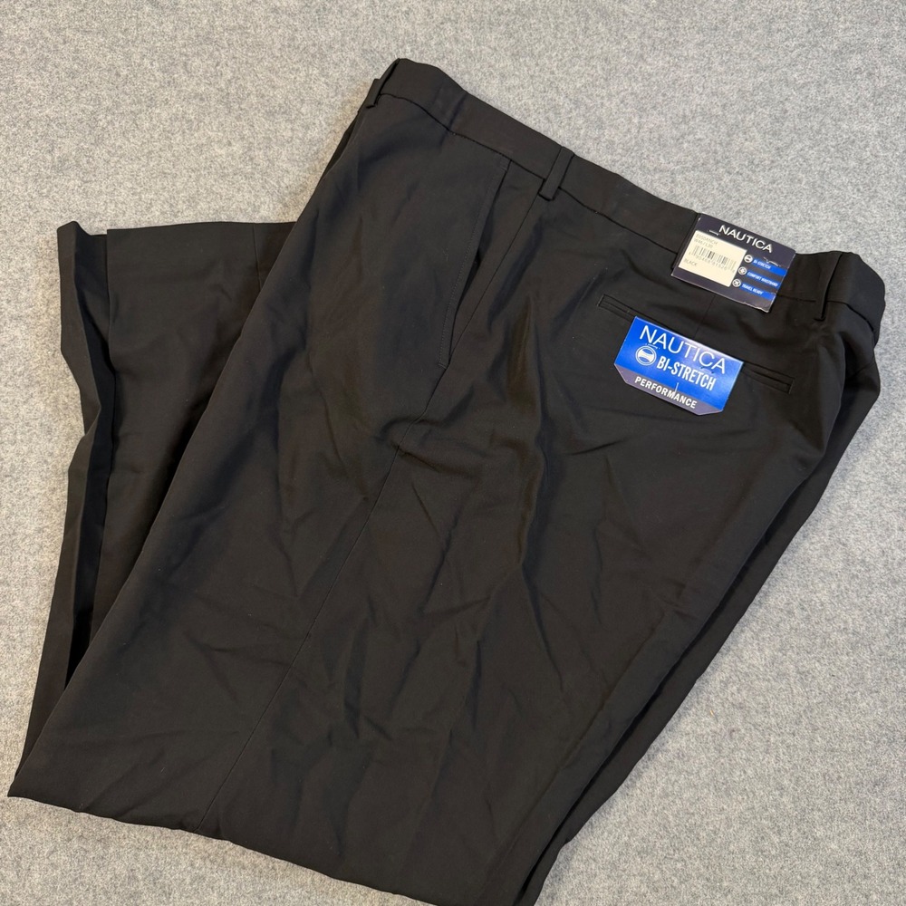 Nautica Mens Bi-Stretch Performance Dress Pants Black 46W x 30L E050ANCH